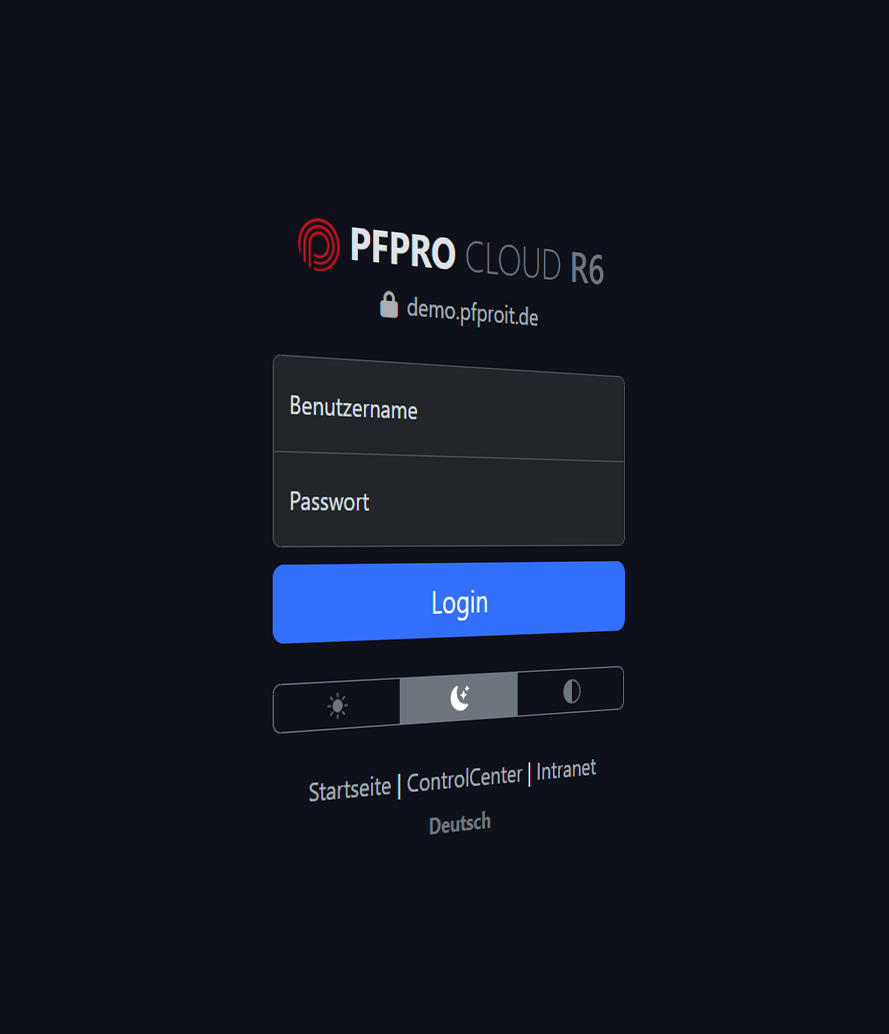 PFPRO Cloud R6 Login-Maske